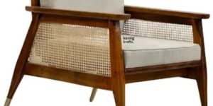 acacia majesty handwoven cane upholstered armchair