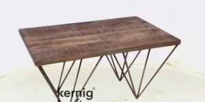 Cone Leg Rustic Mango Wood Top Industrial Coffee Table