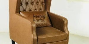 Diamond Button Tufting Leather High Back Sofa