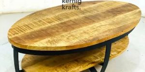 Mango Wood Coffee Table WITH Wireframe Metal Base
