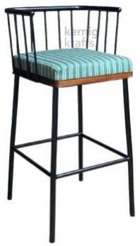 Metal Bar Chair Upholstered Luxe Iron HIGH-BACK Stool