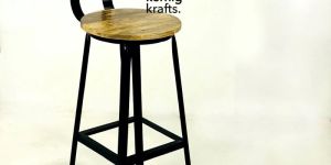 Tel Aviv Industrial Bar Chair WITH Wooden Back