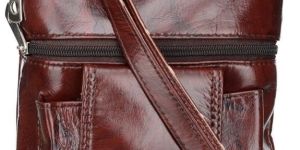 The Girls Criss Cross Genuine Leather Sling Bag (Brown)