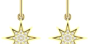 0.16 CT Diamond Star Dangling Earrings For Ladies