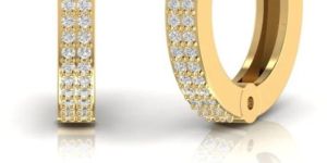 0.25 CT Two Line Diamond Huggie Earrings For Ladies