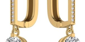 2.70CT Diamond Linear Huggie Hoop Earring For Ladies