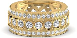 4.28CT Three Row Round Diamond Wedding Band