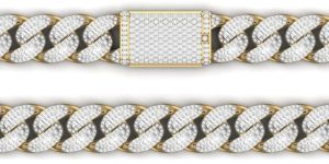 8.87 CT Round and Baguette Hip-Hop Cuban Link Mens Diamond Bracelet