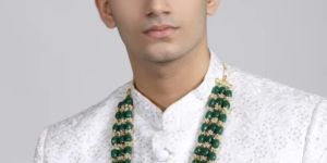 Green Beads with Tassel Multilayered Maharaja Moti Mala for Men