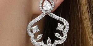 Karatcart Silver Plated Cubic Zirconia Front and Back Dangler Earrings