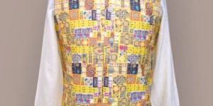 Cotton Men Yellow Traditional Jacket