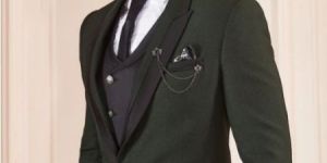 Green Jute Fabricated Suit For Men