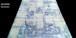 250x300 Inch Green and Grey Modern Tibetan Weave Bamboo Silk Rug