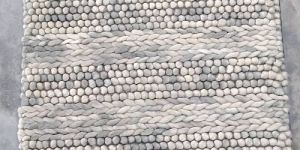 Grey and White Hand Knotted Loop Woolen Durrie