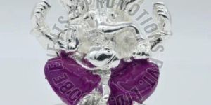 3 Inch Resin Silver Plated Ganesh Statue