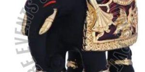 Black and Golden Resin Elephant Statue