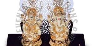 Decorative Golden Resin Laxmi Ganesh Statue