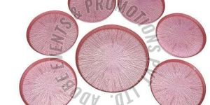 Pink Round Wooden Serving Platter Set