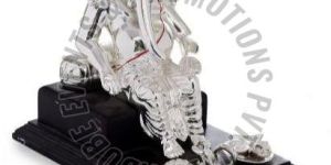 Silver Plated Ganesh Statue With Wooden Base