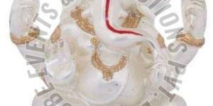 White and Golden Resin Ganesh Statue