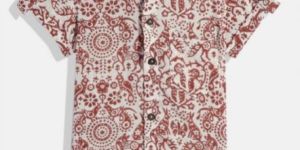 Boys Organic Cotton Brown Block Printed Shirts