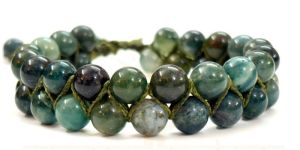 Handmade, Natural & Beautiful Moss Agate Gemstone Double Line Macrame Healing Bracelet
