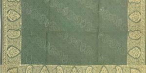 Pista Green Viscose Wool Shawl with Embroidery Border