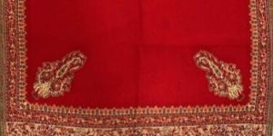 Red Stone Work Embroidery Viscose Stoles