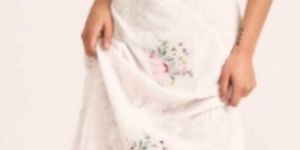 White Party Wear Embroidered Cotton Top