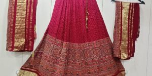 Ajrakh Modal Silk Lehenga Set