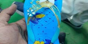 Ladies PU Blue Flip Flop Slipper