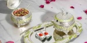 Silver Plated Tray Container Set