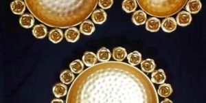 Artisan Gold Hammered Urlis with Rosette Border