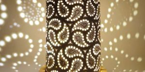 Iron Decorative Votives with Wooden Base