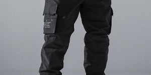 Mens Plain Black Cotton Cargo Pant