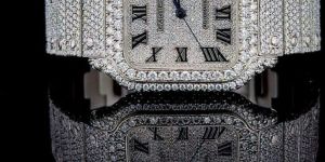 Mens Cartier Moissanite Diamond Watch