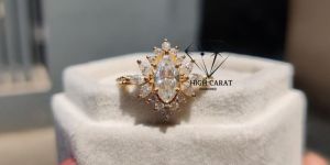 Marquise and Round Cut Diamond Unique Bridal Ring