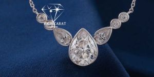 Pear and Round Cut Diamond Unique Dainty Pendant Necklace For Her