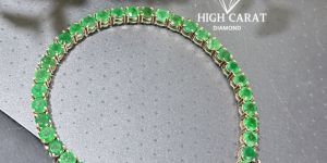Round Cut Green Fancy Diamond Tennis Bracelet For Her