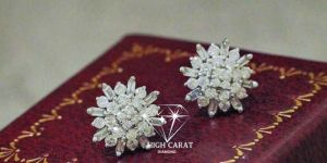 Unique Round and Baguette Cut Diamond Stud Earring For Her
