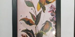 Dark Wood Portrait Picture Frame with Botanical Bird Multi-colour Print & Glass Cover