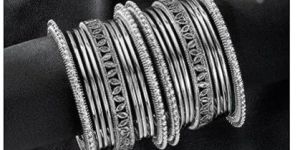 ethnic oxidized silver-tone designer bangle set