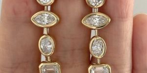 Labgrown Diamond Drop Earrings 10k Gold CVD Diamond