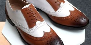 Mens SE1003 Brown & White Leather Shoes