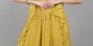 Women Georgette Ruffle Party Wear Dress