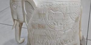 Carved Bone Elephant Statue