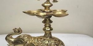 Gold Brass Elephant Diya