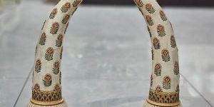 Hand Painting Bone Tusk Pair