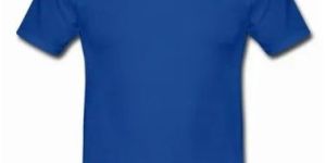 Mens Blue Round Neck Cotton T-Shirt
