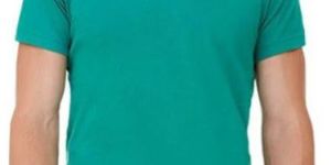 Mens Green Cotton V Neck T-Shirt